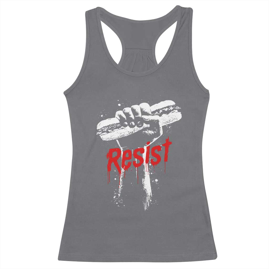 Resist with Sandwich Power Racerback Tank Top Funny Food Rebellion Political Satire - Wonder Print Shop