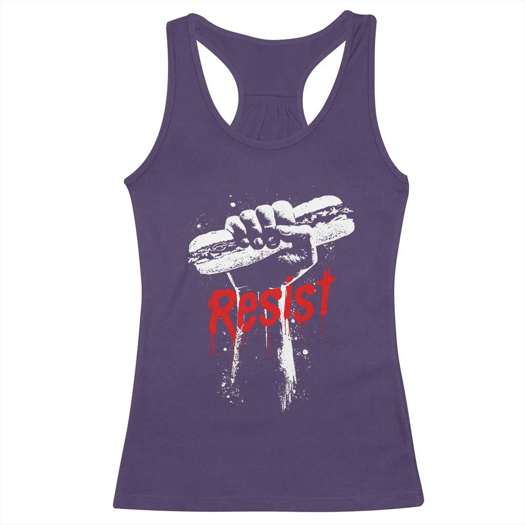 Resist with Sandwich Power Racerback Tank Top Funny Food Rebellion Political Satire - Wonder Print Shop