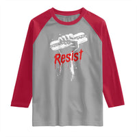 Resist with Sandwich Power Raglan Shirt Funny Food Rebellion Political Satire - Wonder Print Shop
