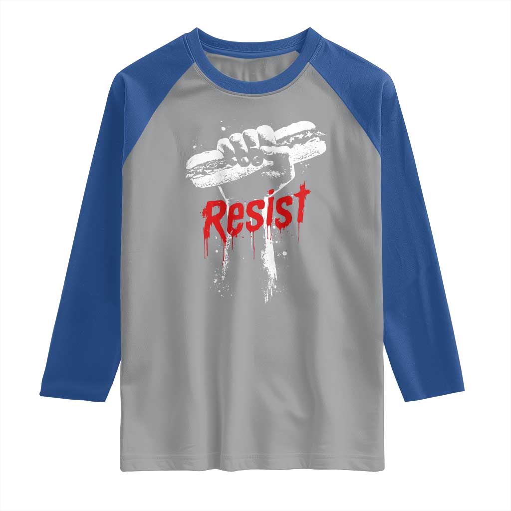 Resist with Sandwich Power Raglan Shirt Funny Food Rebellion Political Satire - Wonder Print Shop