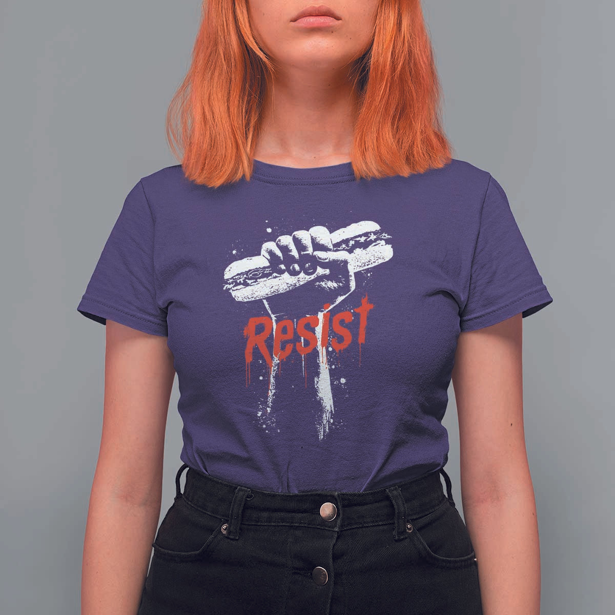 Resist with Sandwich Power T Shirt For Women Funny Food Rebellion Political Satire - Wonder Print Shop