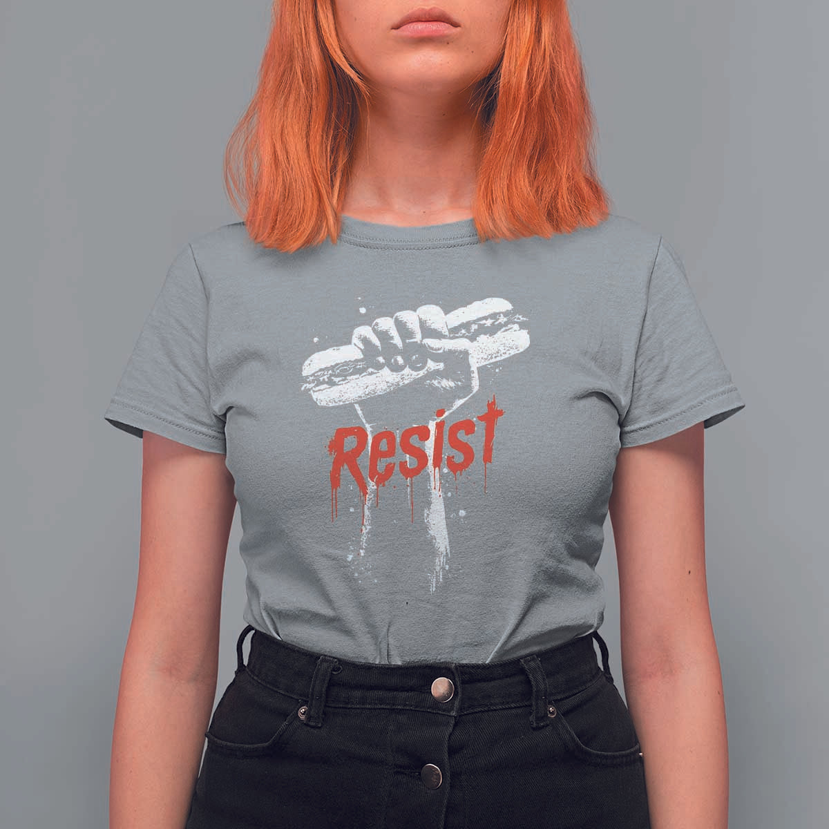 Resist with Sandwich Power T Shirt For Women Funny Food Rebellion Political Satire - Wonder Print Shop