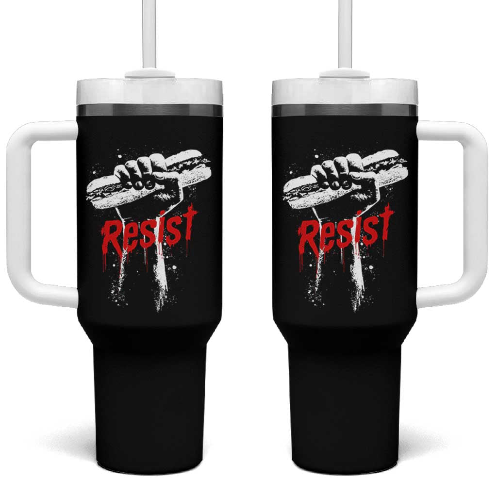 Resist with Sandwich Power Tumbler With Handle Funny Food Rebellion Political Satire - Wonder Print Shop