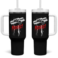 Resist with Sandwich Power Tumbler With Handle Funny Food Rebellion Political Satire - Wonder Print Shop