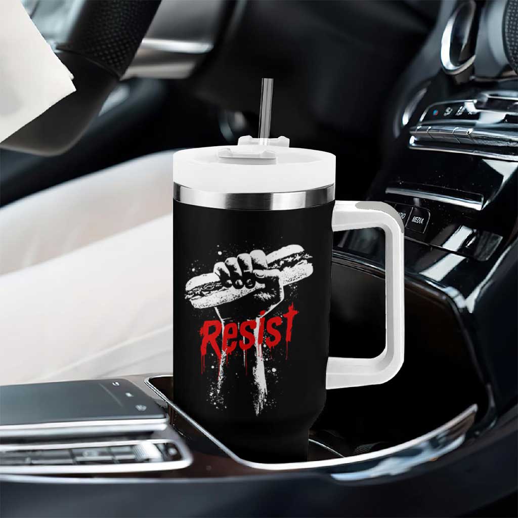 Resist with Sandwich Power Tumbler With Handle Funny Food Rebellion Political Satire - Wonder Print Shop