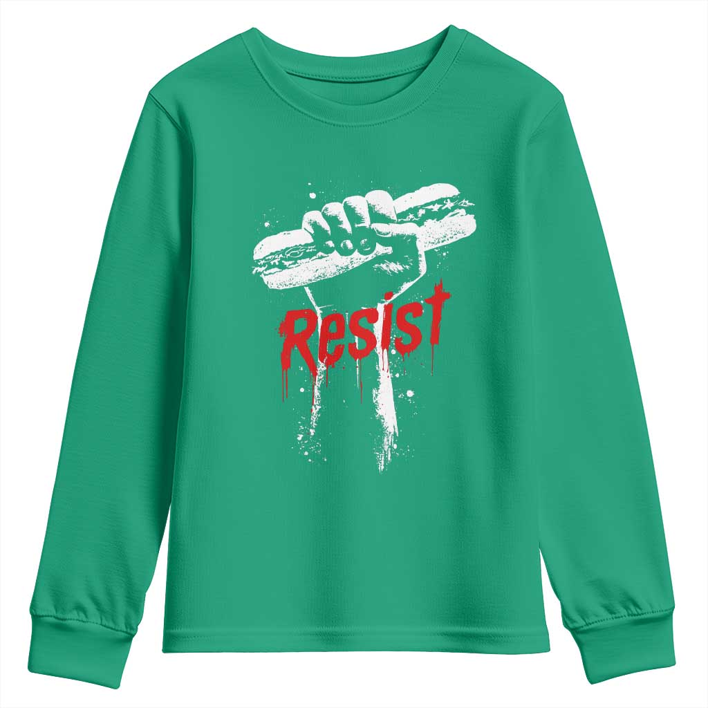 Resist with Sandwich Power Youth Sweatshirt Funny Food Rebellion Political Satire - Wonder Print Shop