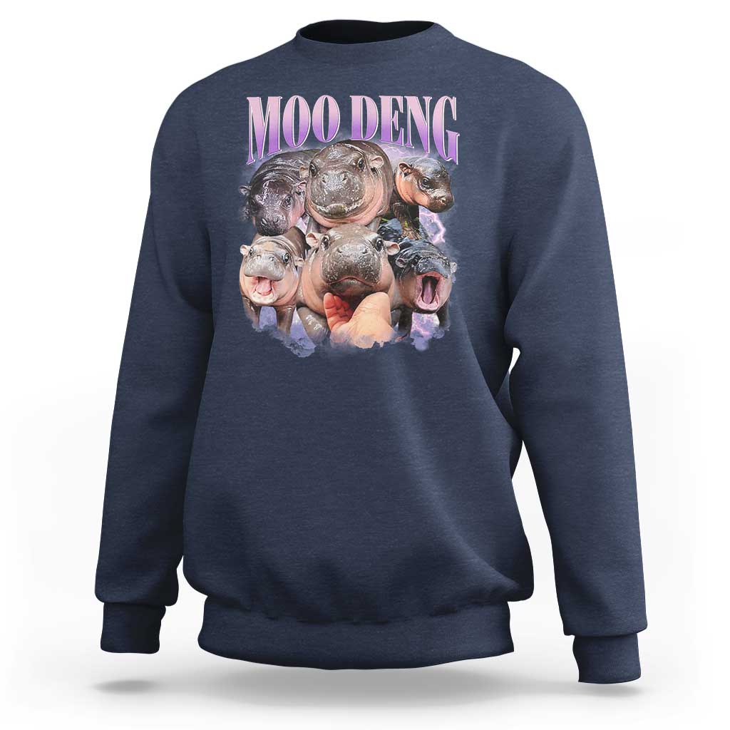 Baby Hippo Moo Deng Sweatshirt Funny Moo-deng Baby Pygmy Hippopotamus - Wonder Print Shop
