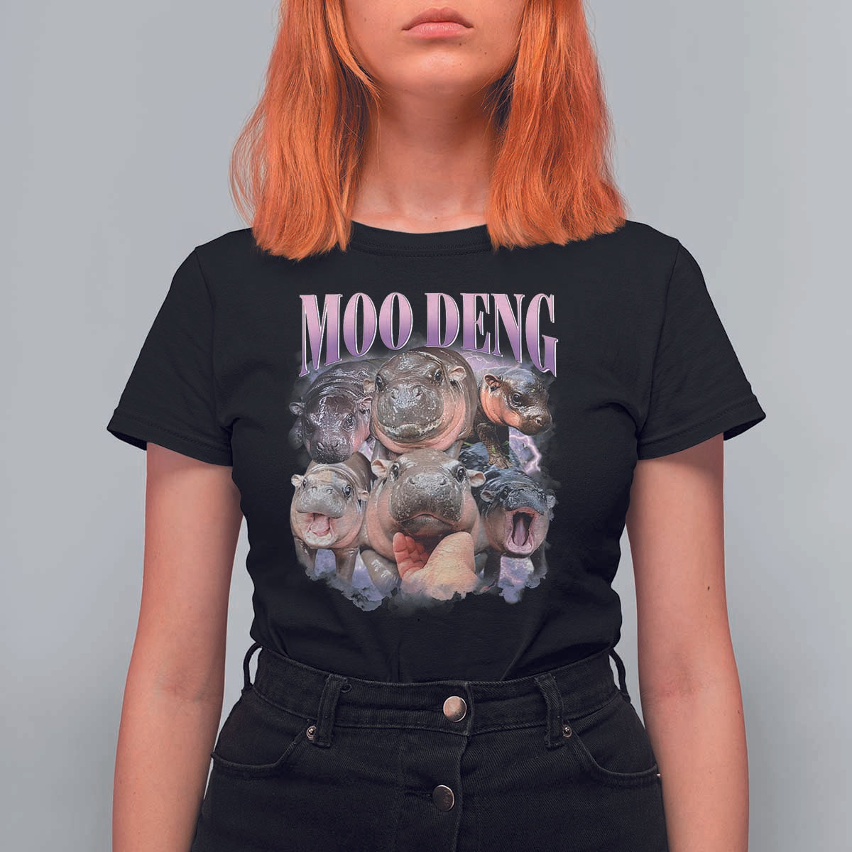 Baby Hippo Moo Deng T Shirt For Women Funny Moo-deng Baby Pygmy Hippopotamus - Wonder Print Shop