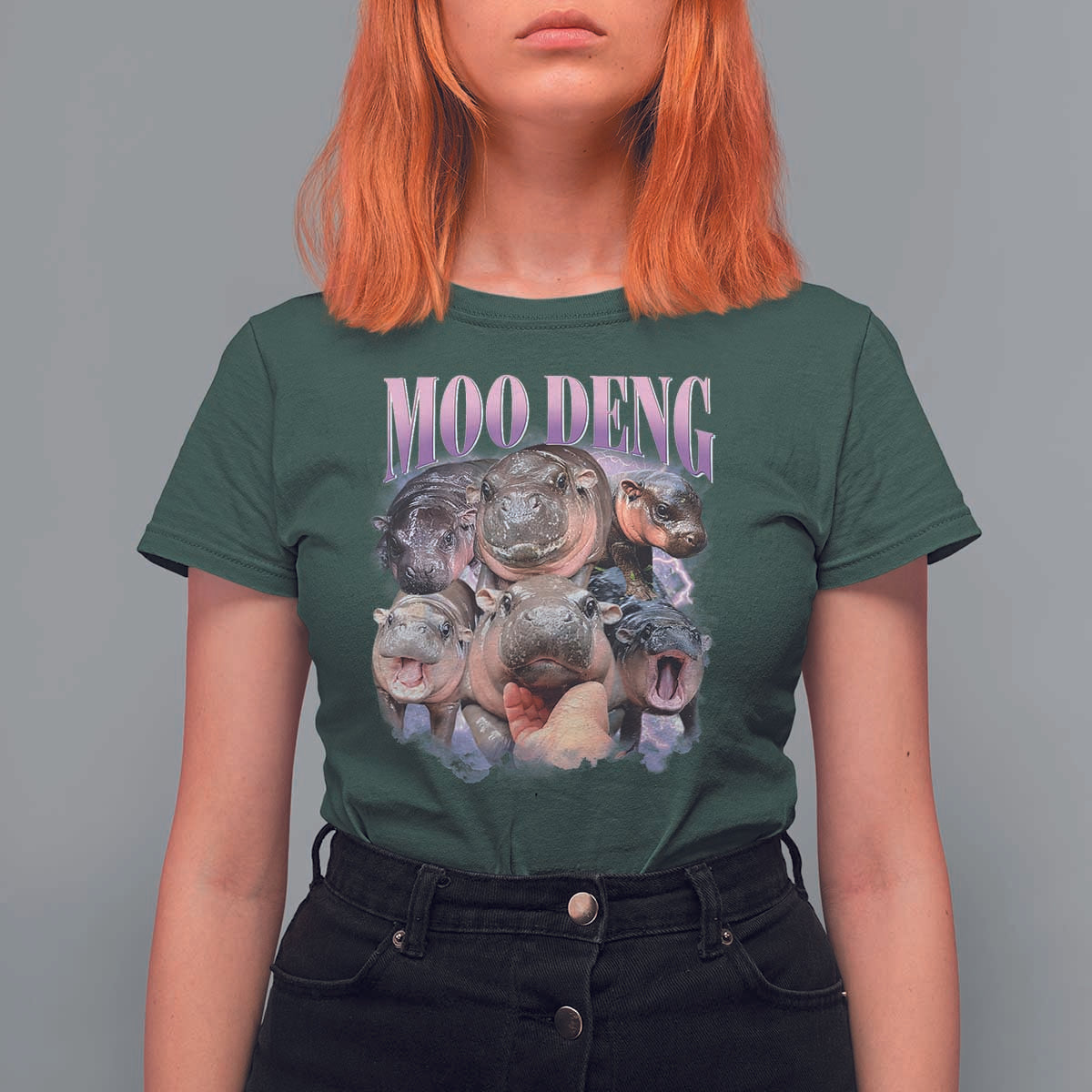 Baby Hippo Moo Deng T Shirt For Women Funny Moo-deng Baby Pygmy Hippopotamus - Wonder Print Shop