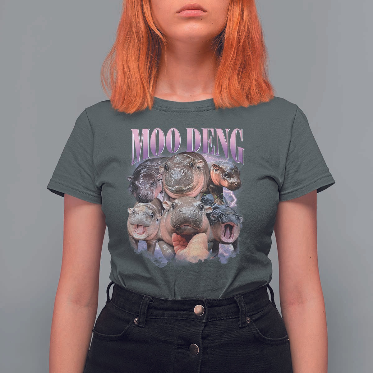 Baby Hippo Moo Deng T Shirt For Women Funny Moo-deng Baby Pygmy Hippopotamus - Wonder Print Shop