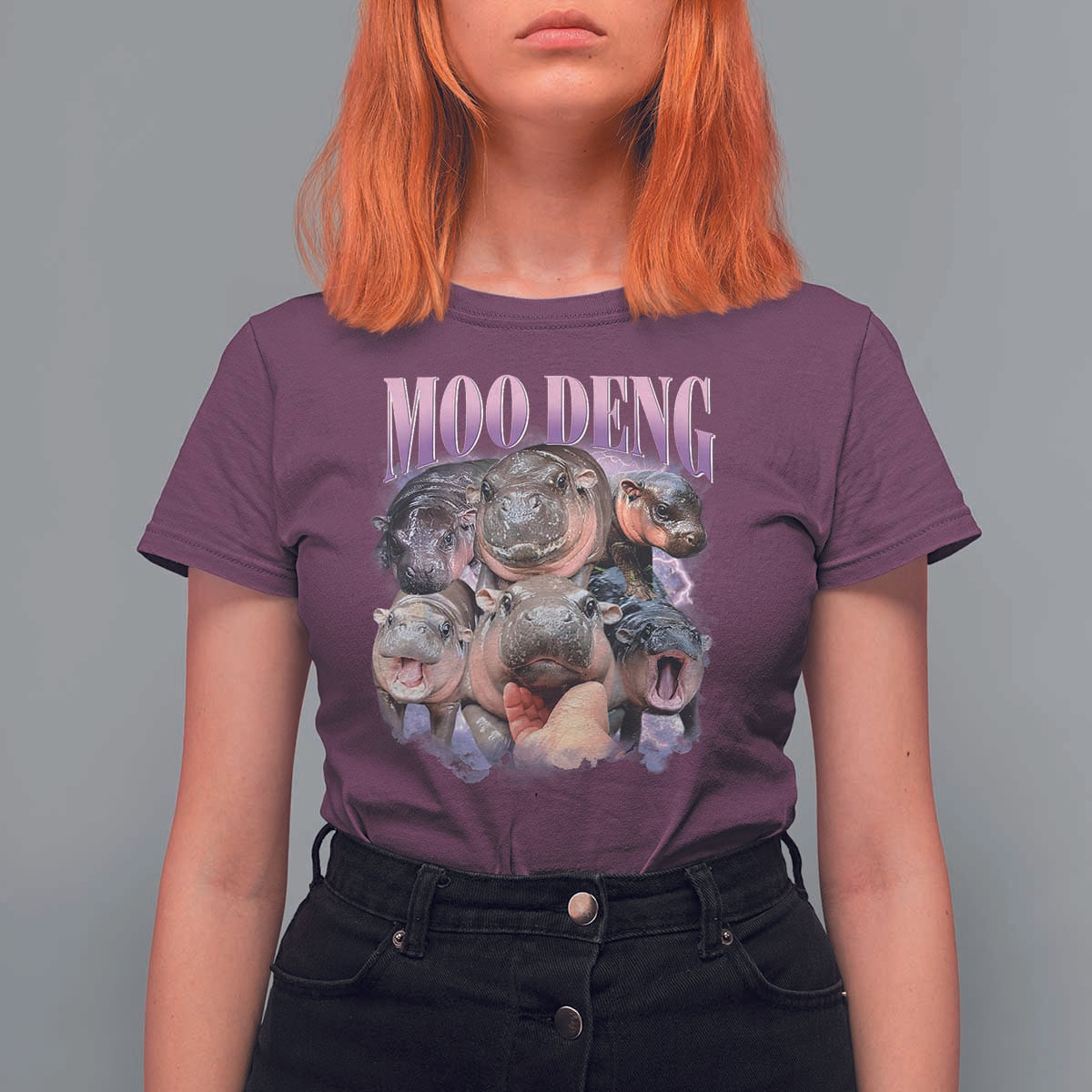 Baby Hippo Moo Deng T Shirt For Women Funny Moo-deng Baby Pygmy Hippopotamus - Wonder Print Shop