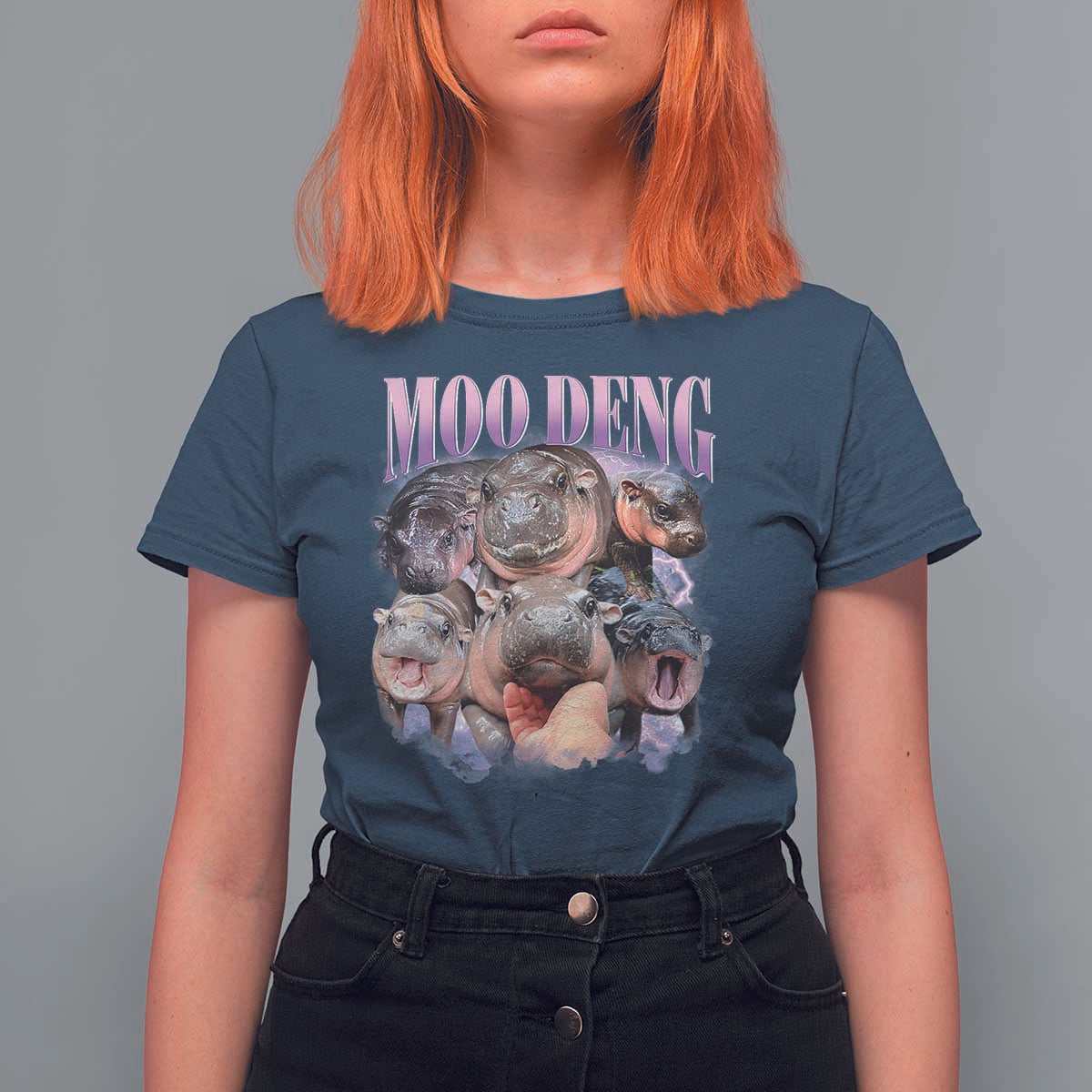 Baby Hippo Moo Deng T Shirt For Women Funny Moo-deng Baby Pygmy Hippopotamus - Wonder Print Shop