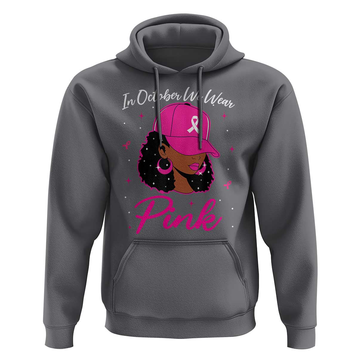 Breast Cancer Awareness Hoodie In October We Wear Pink Afro Girl - Wonder Print Shop