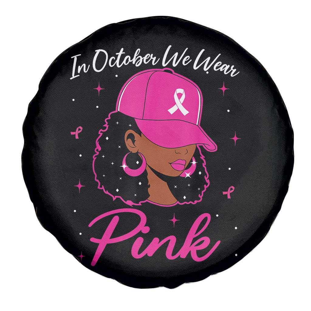 Breast Cancer Awareness Spare Tire Cover In October We Wear Pink Afro Girl