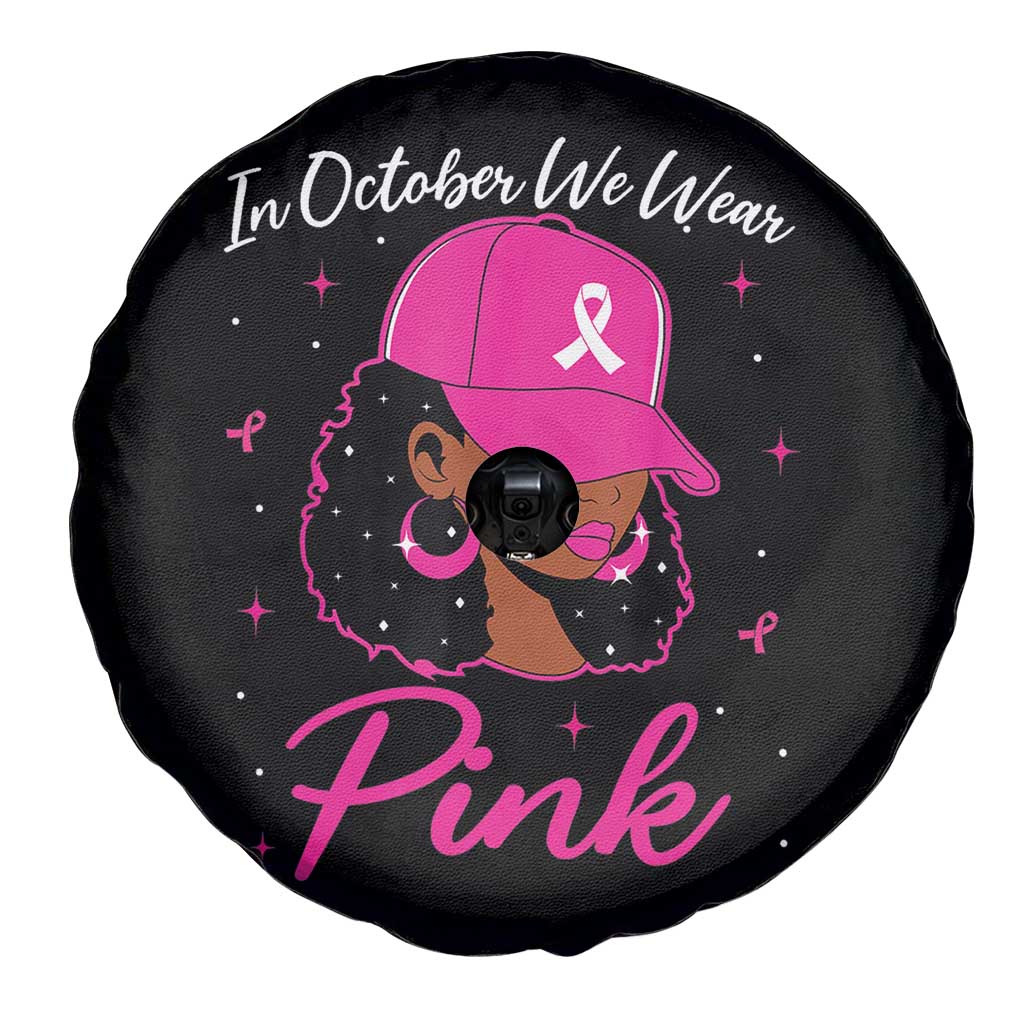 Breast Cancer Awareness Spare Tire Cover In October We Wear Pink Afro Girl