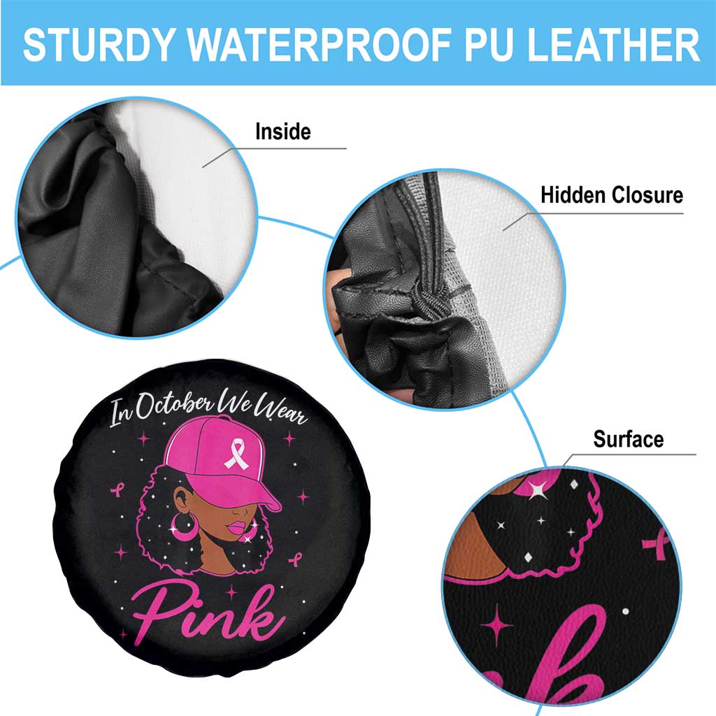 Breast Cancer Awareness Spare Tire Cover In October We Wear Pink Afro Girl