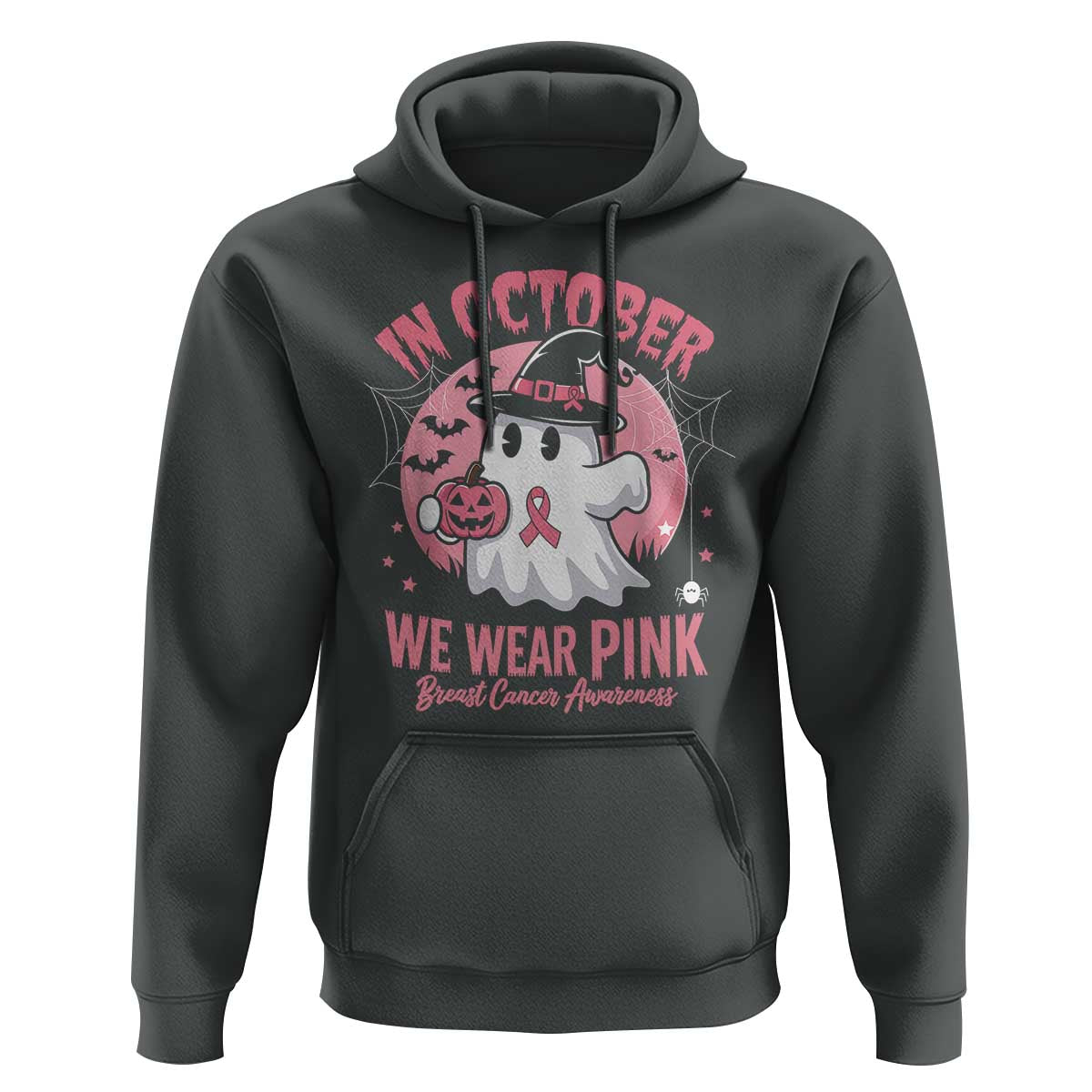 Halloween Breast Cancer Awareness Hoodie In October We Wear Pink Cute Boo Sheet - Wonder Print Shop