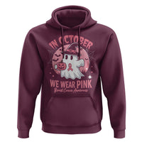 Halloween Breast Cancer Awareness Hoodie In October We Wear Pink Cute Boo Sheet - Wonder Print Shop