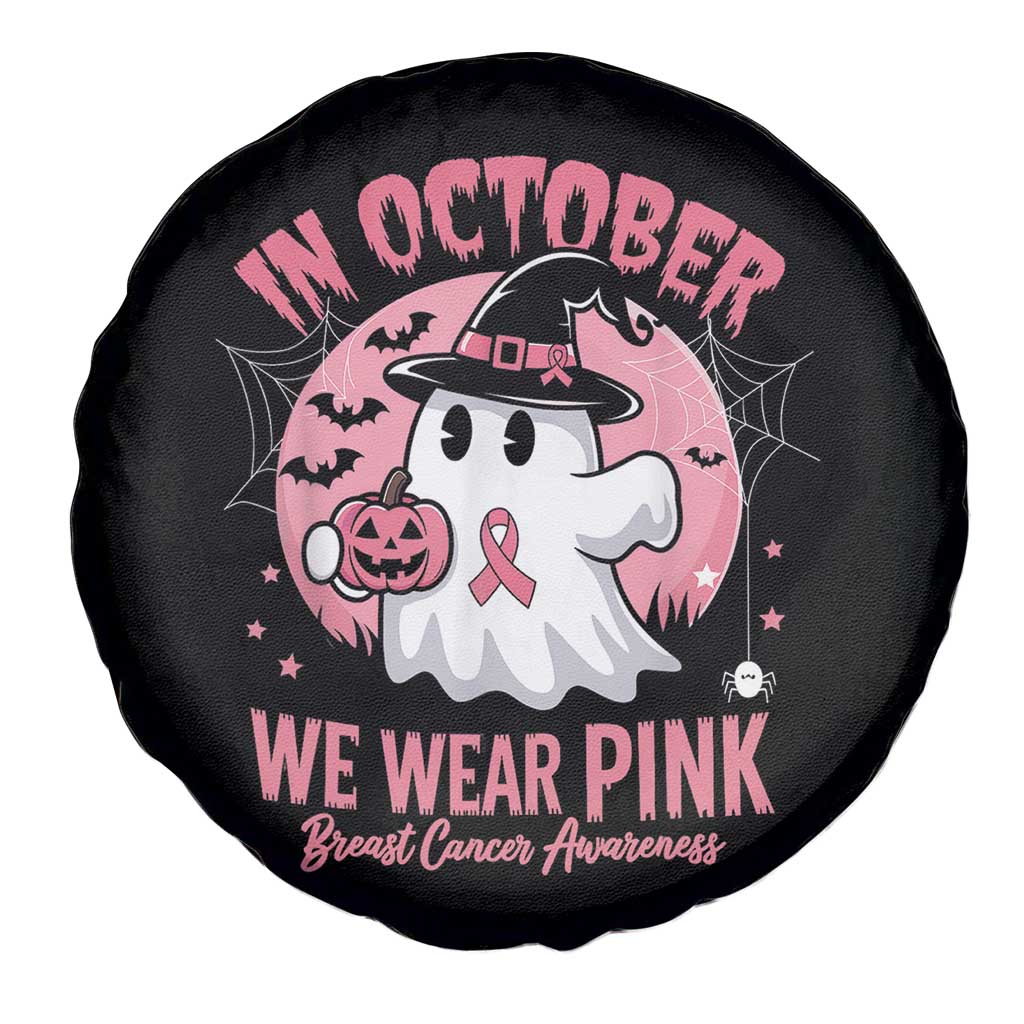 Halloween Breast Cancer Awareness Spare Tire Cover In October We Wear Pink Cute Boo Sheet