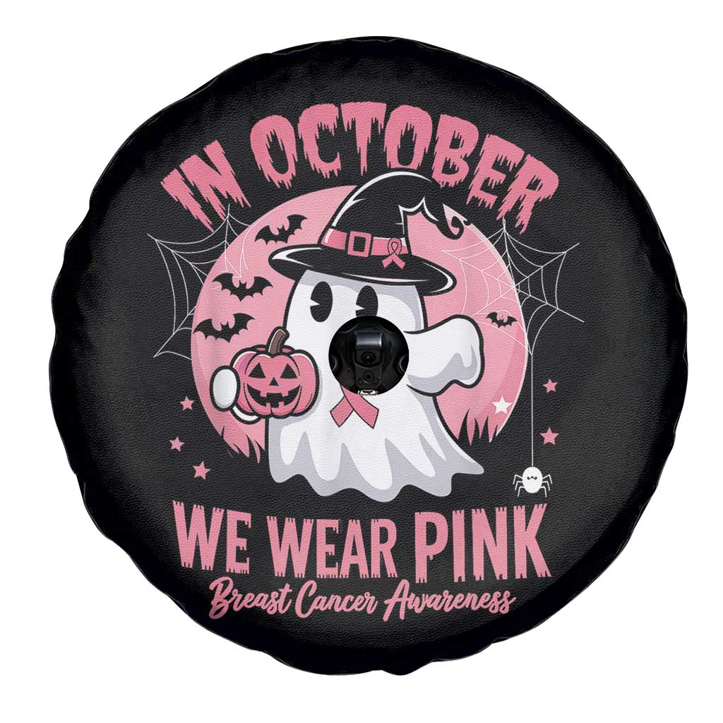Halloween Breast Cancer Awareness Spare Tire Cover In October We Wear Pink Cute Boo Sheet