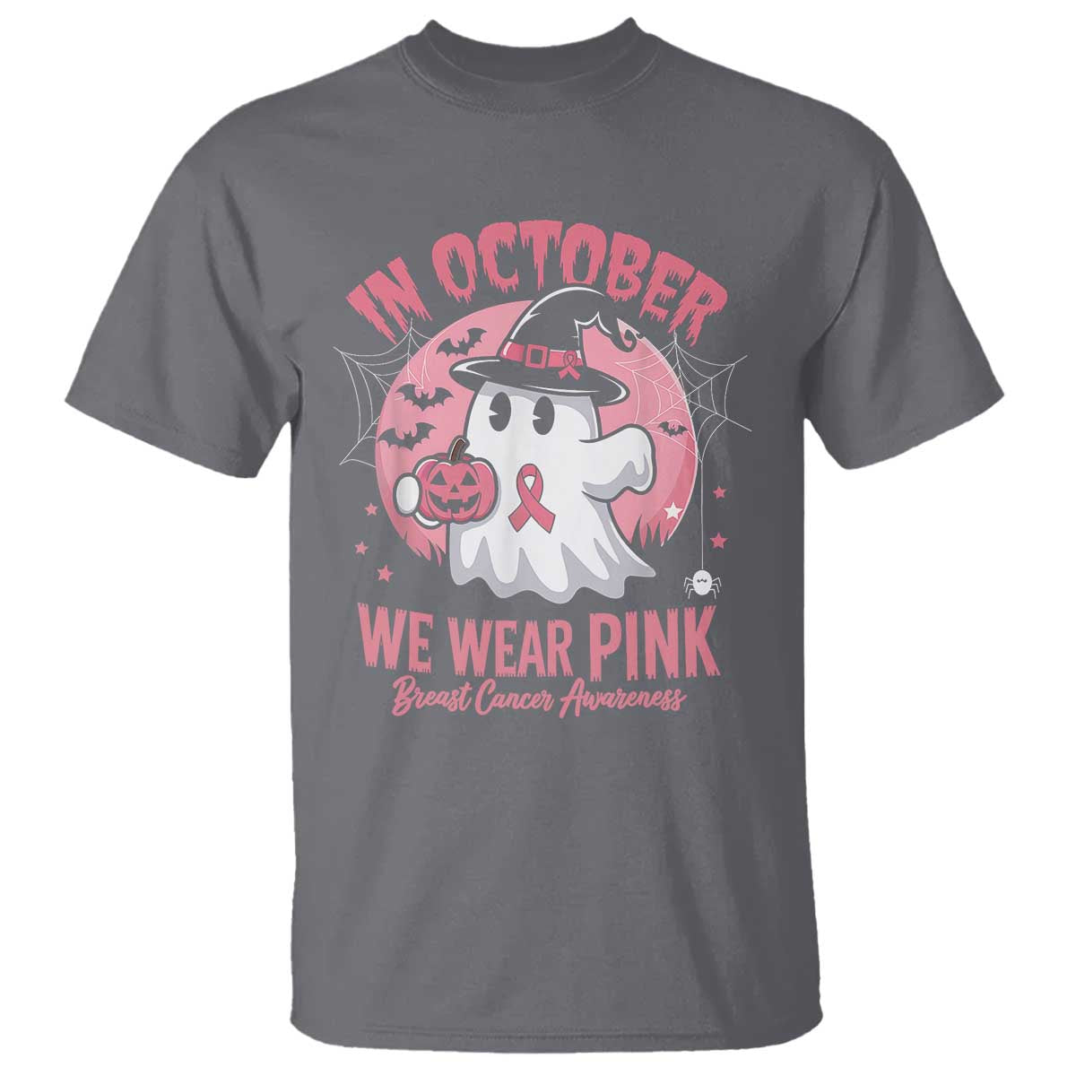 Halloween Breast Cancer Awareness T Shirt In October We Wear Pink Cute Boo Sheet - Wonder Print Shop