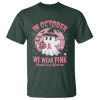 Halloween Breast Cancer Awareness T Shirt In October We Wear Pink Cute Boo Sheet - Wonder Print Shop