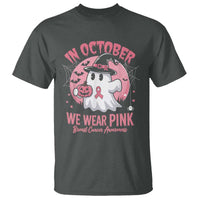 Halloween Breast Cancer Awareness T Shirt In October We Wear Pink Cute Boo Sheet - Wonder Print Shop