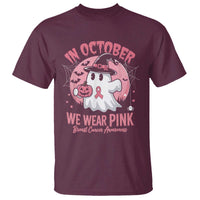 Halloween Breast Cancer Awareness T Shirt In October We Wear Pink Cute Boo Sheet - Wonder Print Shop