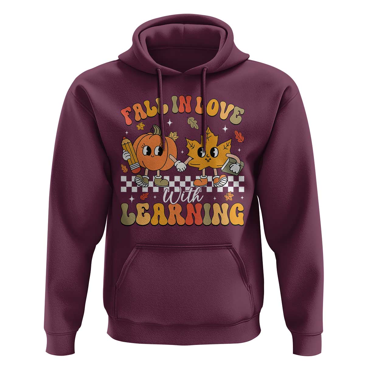Fall In Love With Learning Hoodie Retro Autumn Pumpkin For Teacher Student - Wonder Print Shop