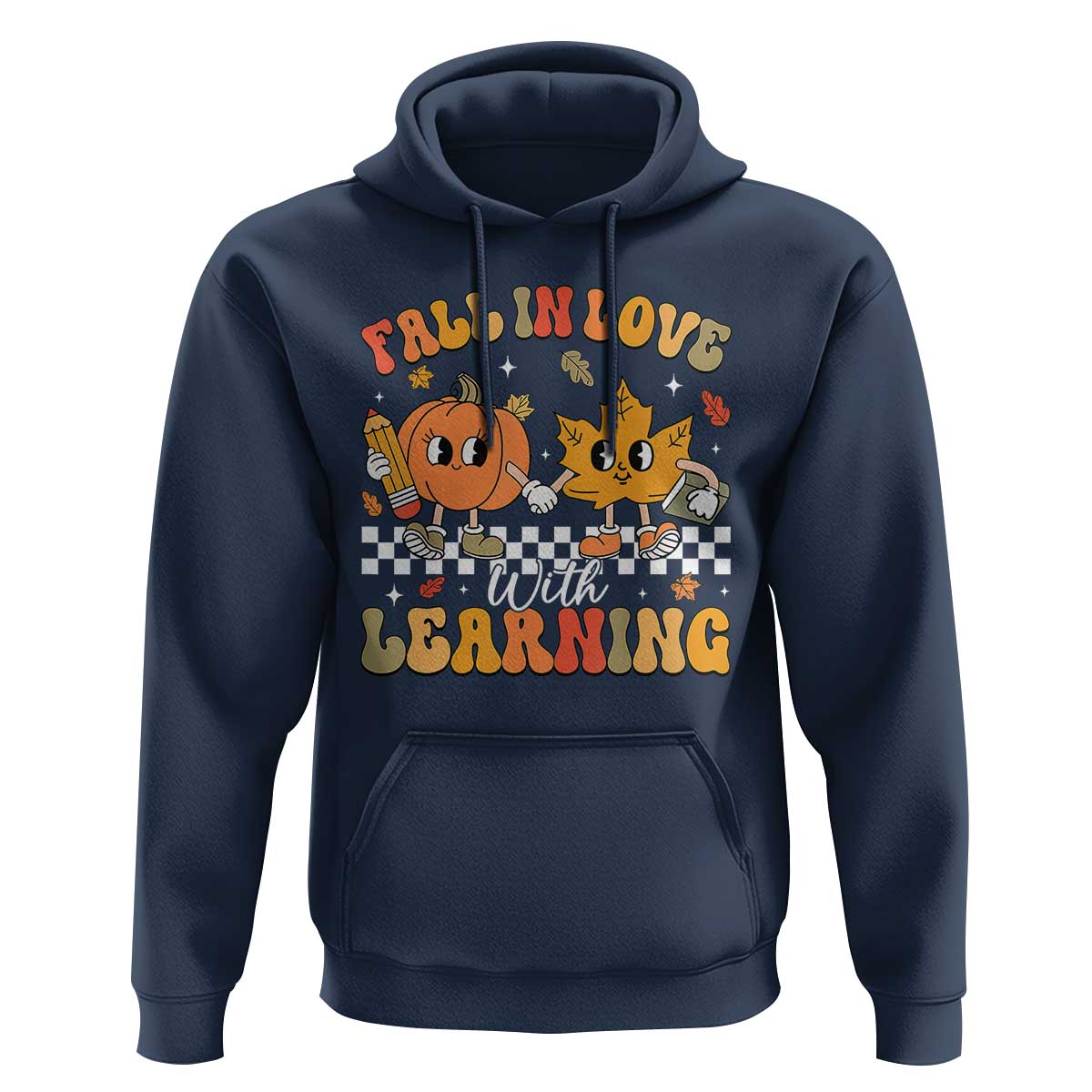 Fall In Love With Learning Hoodie Retro Autumn Pumpkin For Teacher Student - Wonder Print Shop