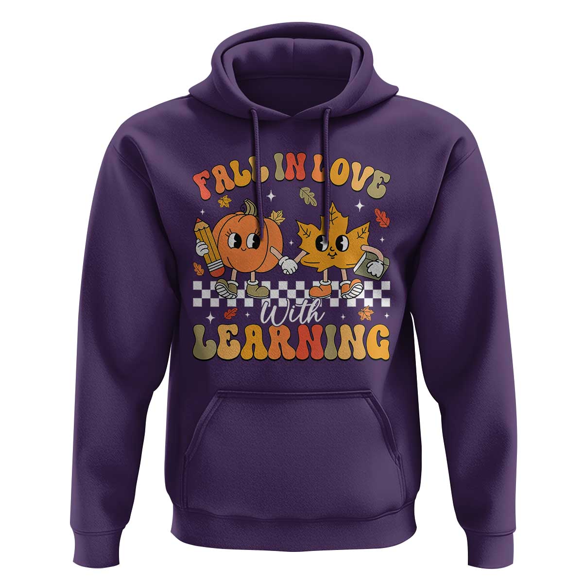 Fall In Love With Learning Hoodie Retro Autumn Pumpkin For Teacher Student - Wonder Print Shop