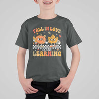 Fall In Love With Learning T Shirt For Kid Retro Autumn Pumpkin For Teacher Student - Wonder Print Shop