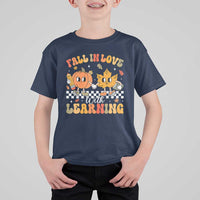 Fall In Love With Learning T Shirt For Kid Retro Autumn Pumpkin For Teacher Student - Wonder Print Shop
