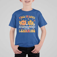 Fall In Love With Learning T Shirt For Kid Retro Autumn Pumpkin For Teacher Student - Wonder Print Shop