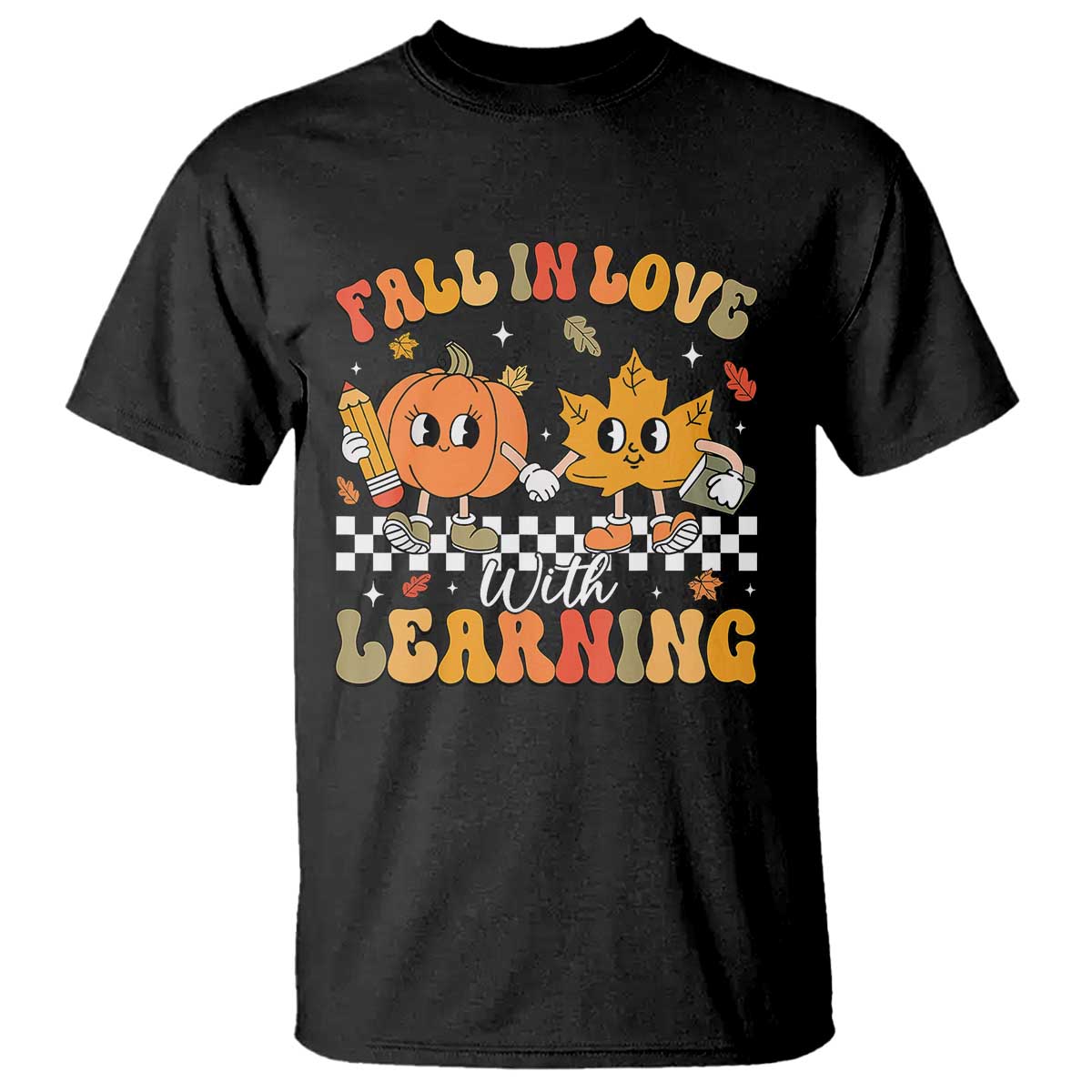 Fall In Love With Learning T Shirt Retro Autumn Pumpkin For Teacher Student - Wonder Print Shop