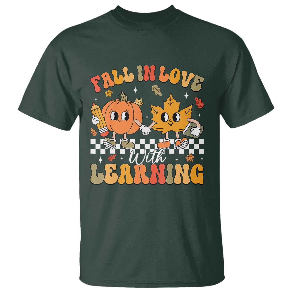 Fall In Love With Learning T Shirt Retro Autumn Pumpkin For Teacher Student - Wonder Print Shop