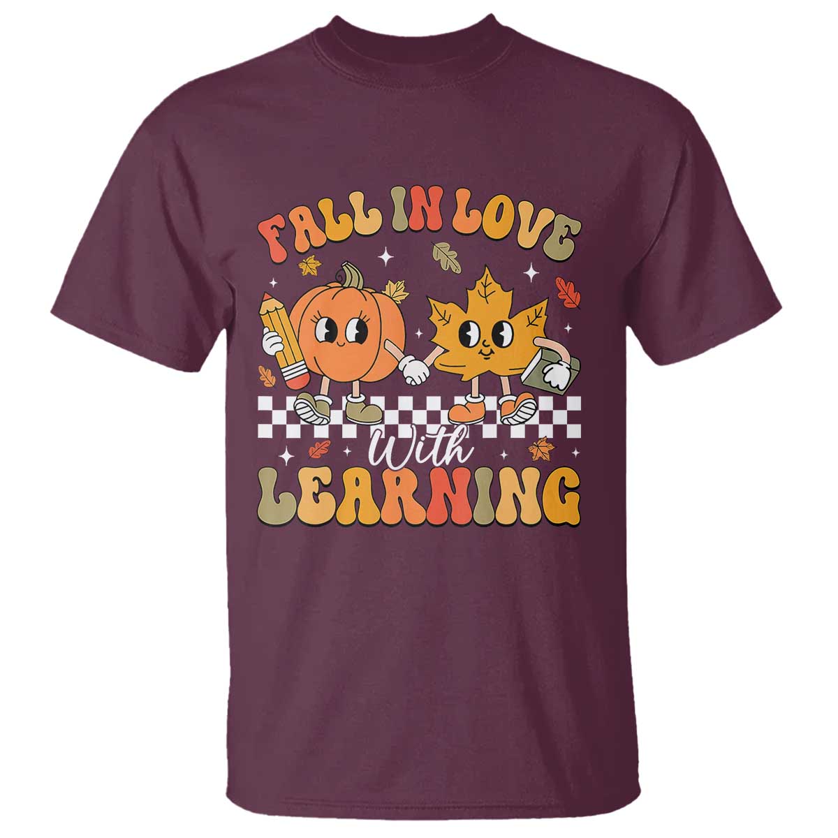 Fall In Love With Learning T Shirt Retro Autumn Pumpkin For Teacher Student - Wonder Print Shop