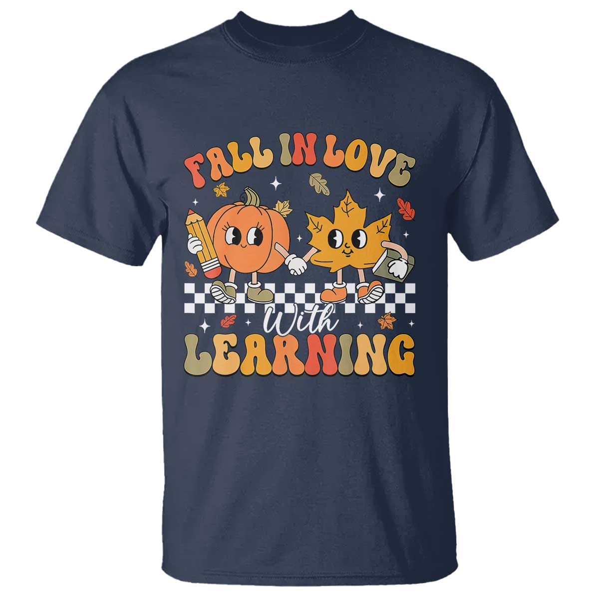 Fall In Love With Learning T Shirt Retro Autumn Pumpkin For Teacher Student - Wonder Print Shop
