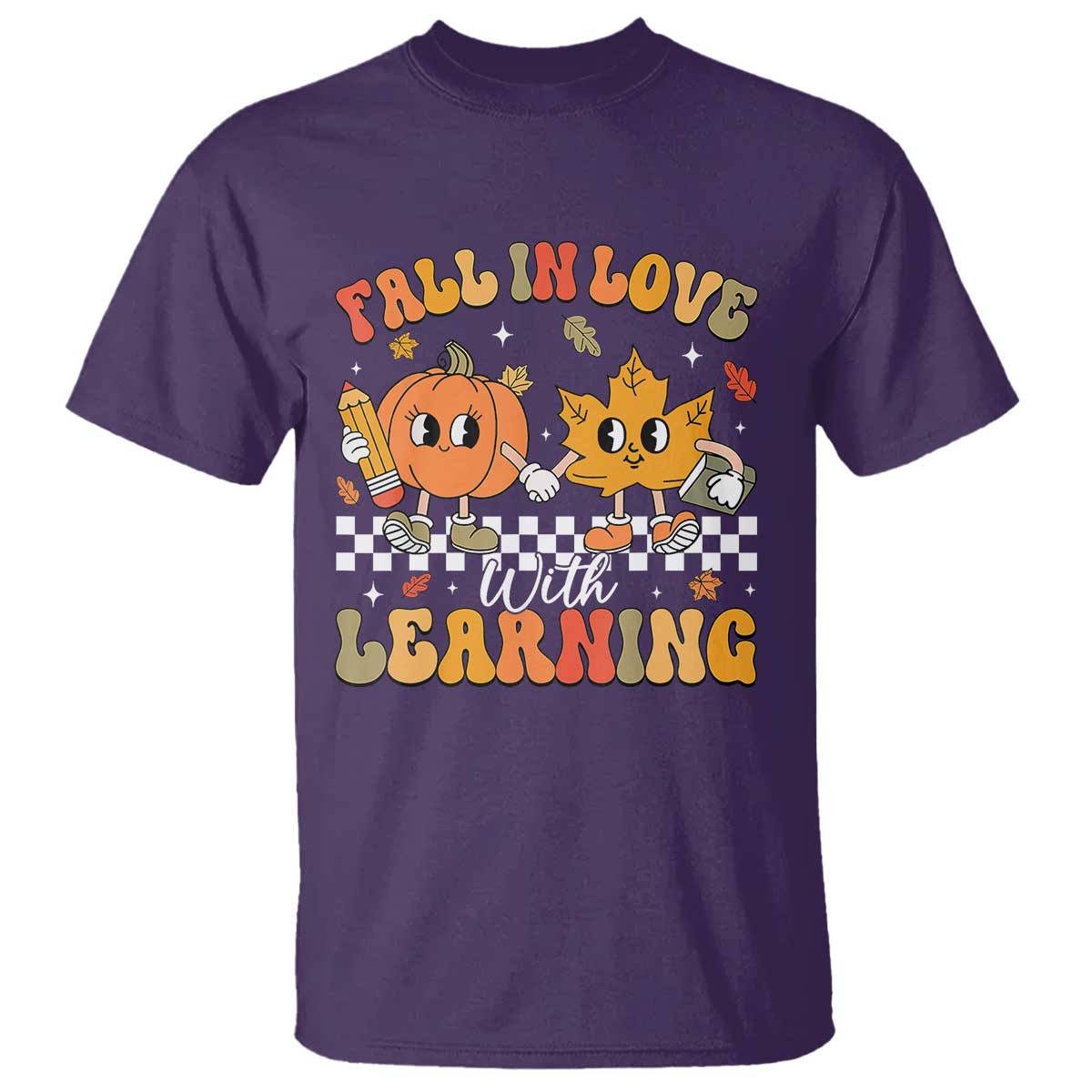 Fall In Love With Learning T Shirt Retro Autumn Pumpkin For Teacher Student - Wonder Print Shop