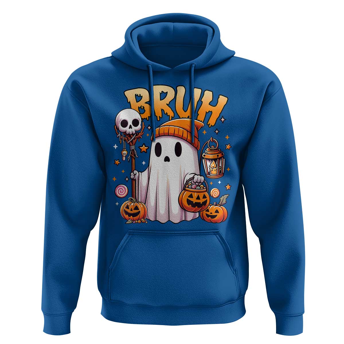 Cute Halloween Ghost Boo Sheet Hoodie Funny Bruh Trick Or Treat Candy - Wonder Print Shop