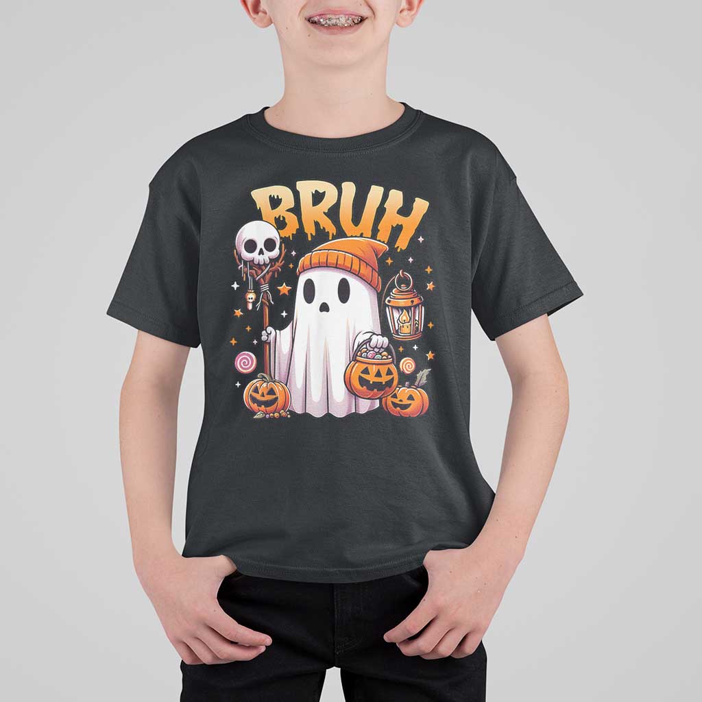 Cute Halloween Ghost Boo Sheet T Shirt For Kid Funny Bruh Trick Or Treat Candy - Wonder Print Shop