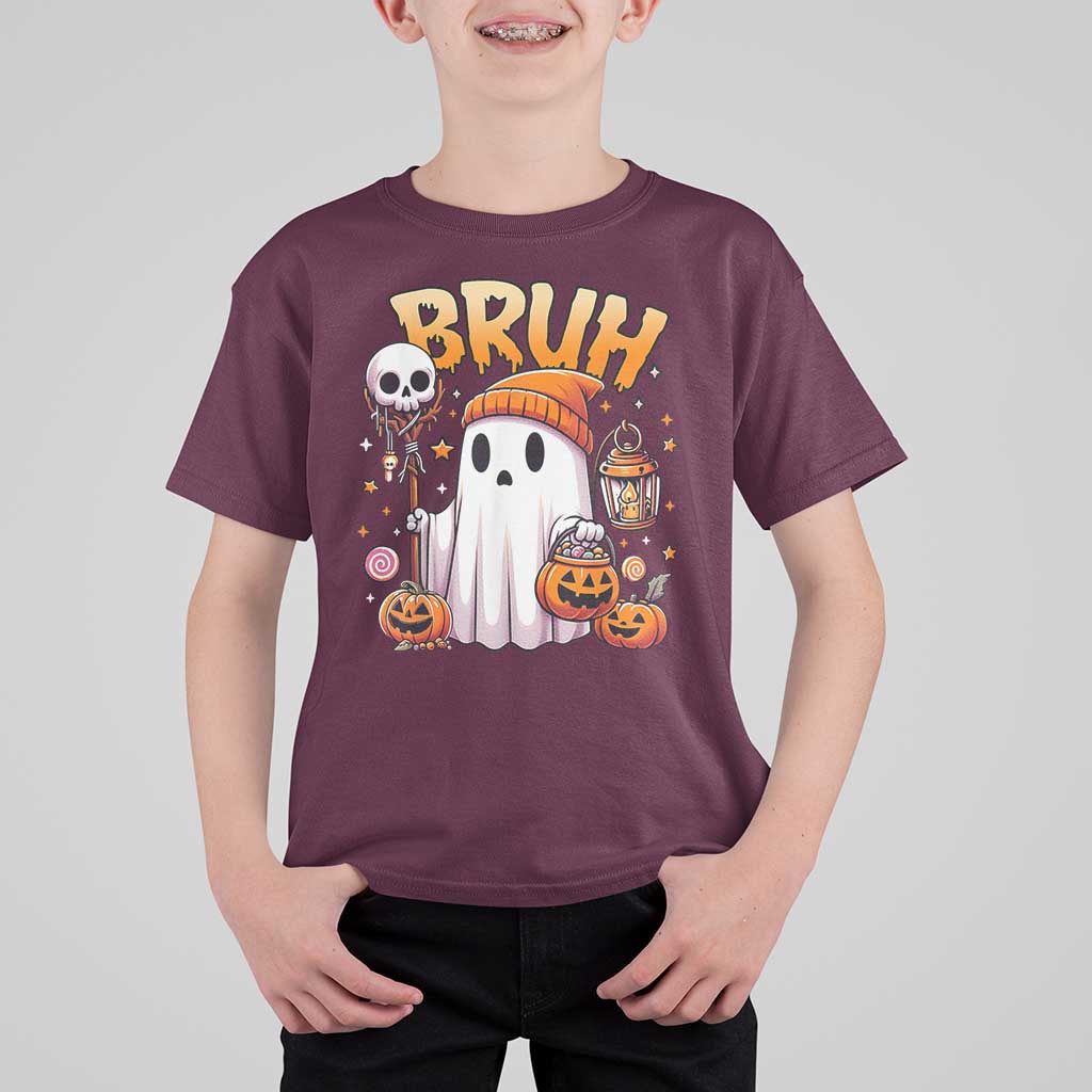 Cute Halloween Ghost Boo Sheet T Shirt For Kid Funny Bruh Trick Or Treat Candy - Wonder Print Shop