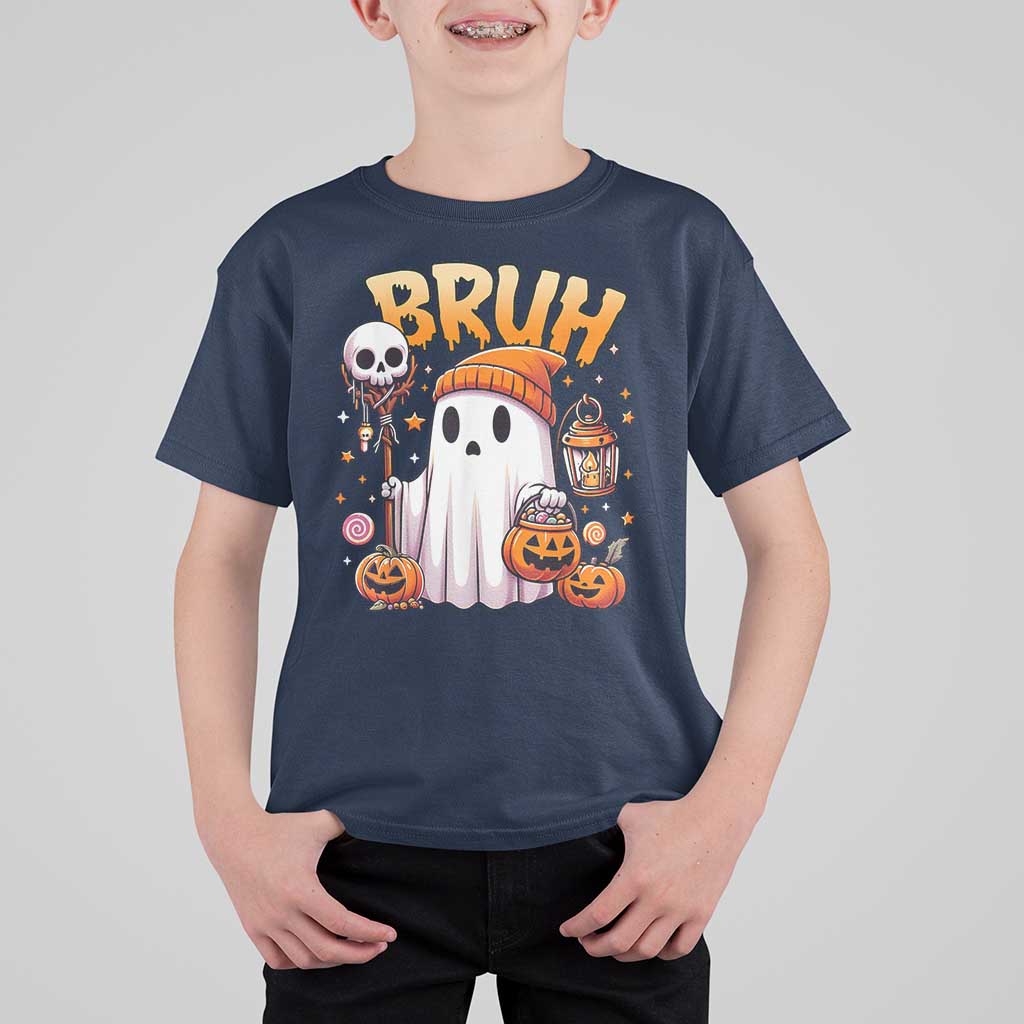 Cute Halloween Ghost Boo Sheet T Shirt For Kid Funny Bruh Trick Or Treat Candy - Wonder Print Shop