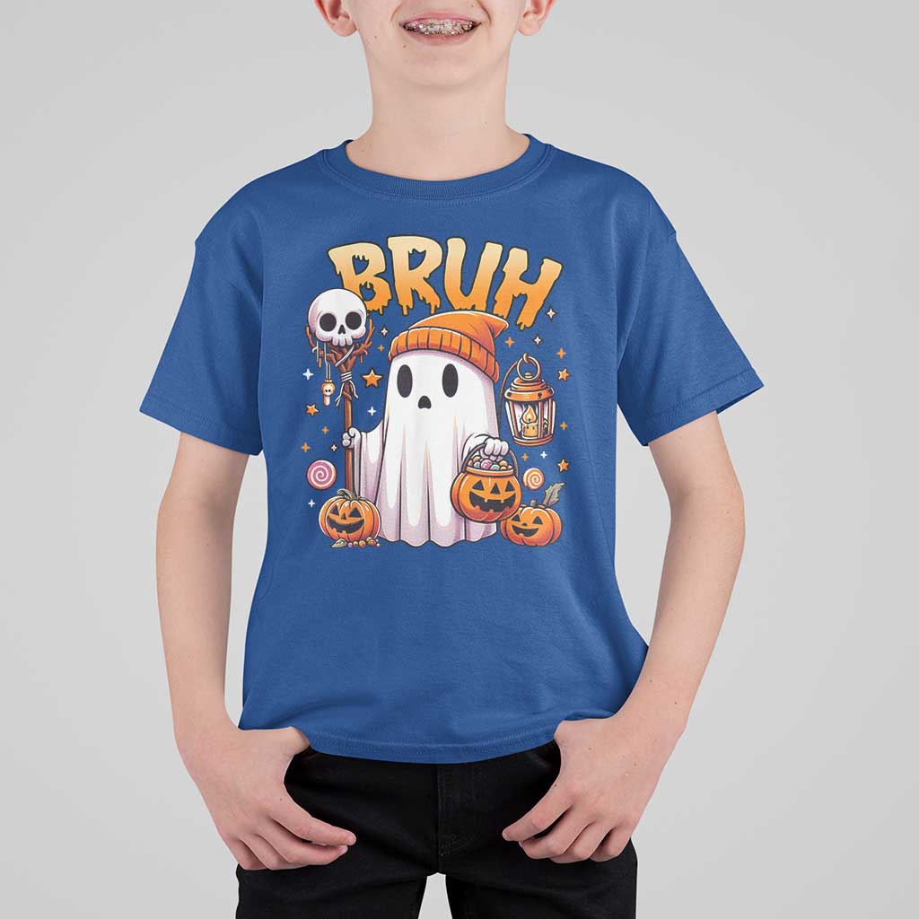 Cute Halloween Ghost Boo Sheet T Shirt For Kid Funny Bruh Trick Or Treat Candy - Wonder Print Shop