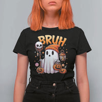 Cute Halloween Ghost Boo Sheet T Shirt For Women Funny Bruh Trick Or Treat Candy - Wonder Print Shop