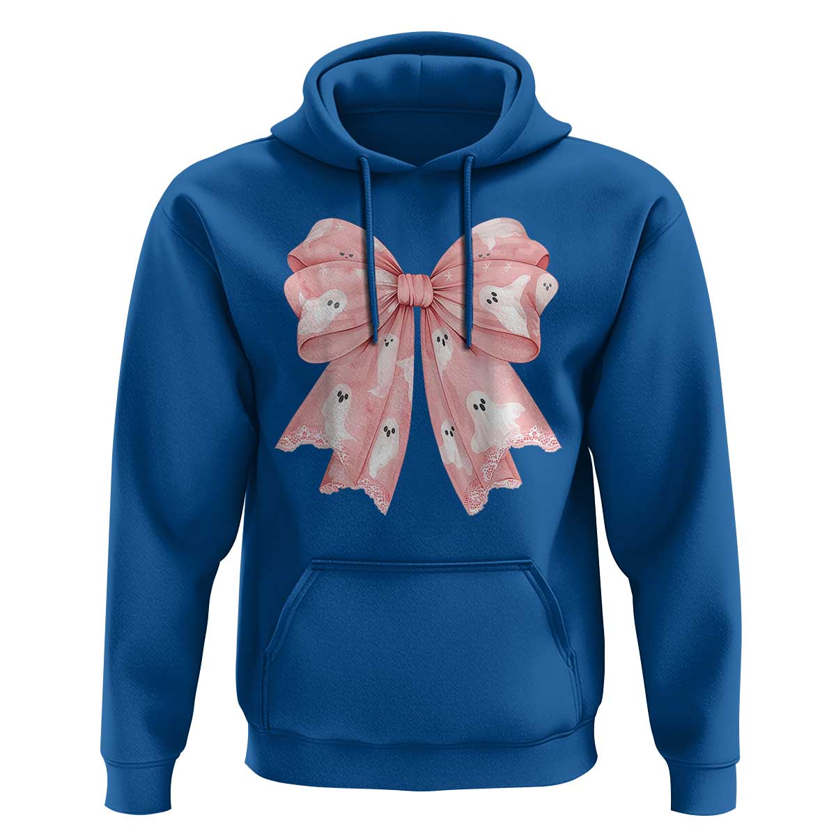 Pink Ghost Bow Coquette Hoodie Cute Girlly Boo Sheet Halloween Spooky Season - Wonder Print Shop