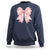 Pink Ghost Bow Coquette Sweatshirt Cute Girlly Boo Sheet Halloween Spooky Season - Wonder Print Shop