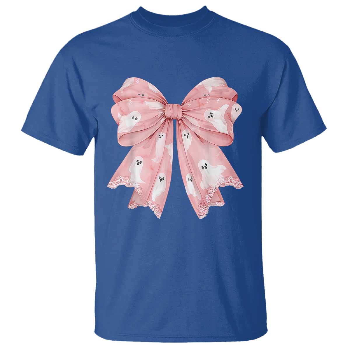 Pink Ghost Bow Coquette T Shirt Cute Girlly Boo Sheet Halloween Spooky Season - Wonder Print Shop