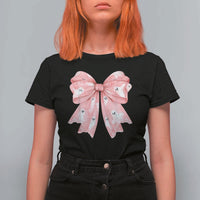 Pink Ghost Bow Coquette T Shirt For Women Cute Girlly Boo Sheet Halloween Spooky Season - Wonder Print Shop