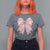Pink Ghost Bow Coquette T Shirt For Women Cute Girlly Boo Sheet Halloween Spooky Season - Wonder Print Shop